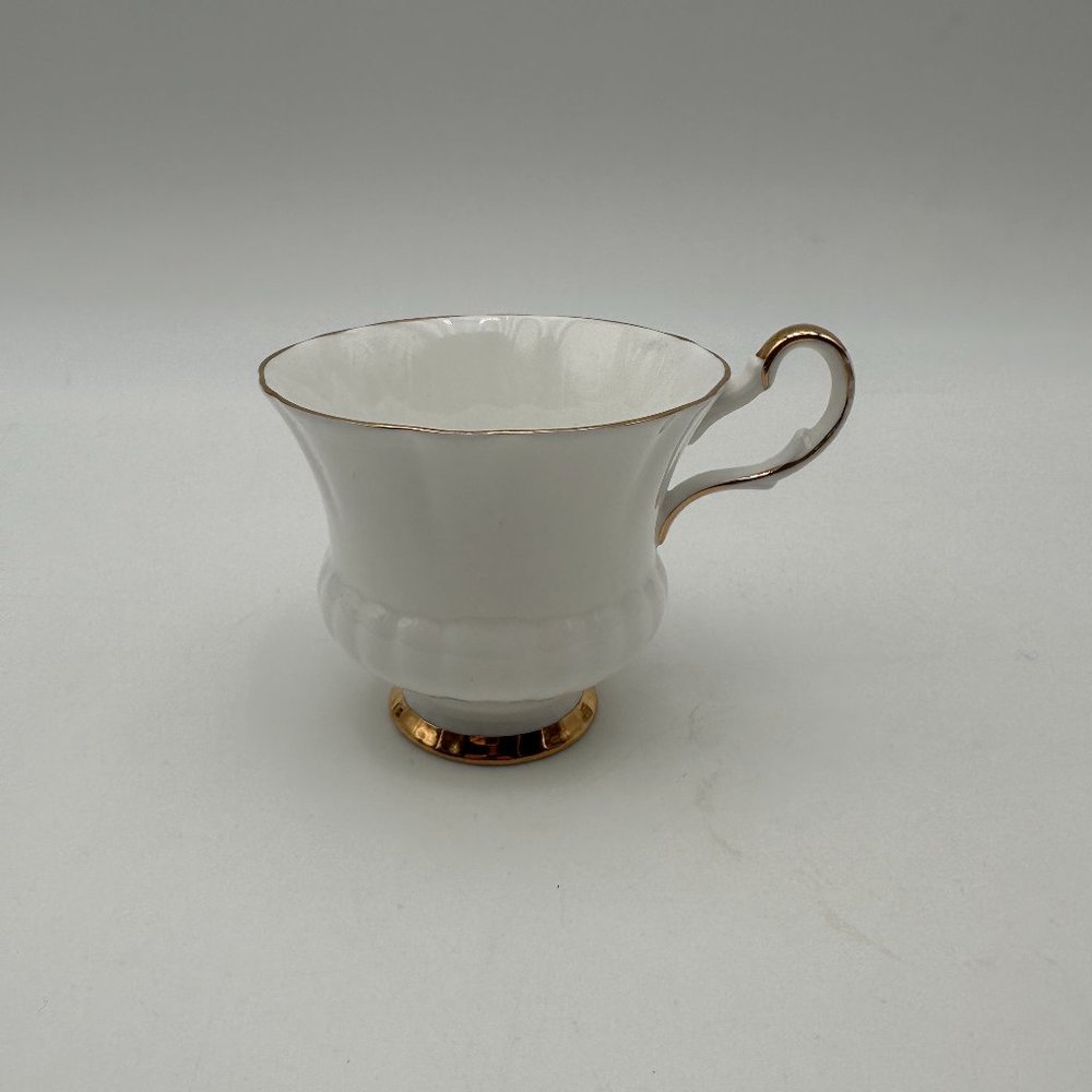 Society White w/Gold Trim Bone China Footed Cup Mug